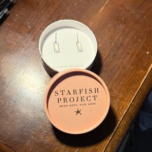 Starfish Project Rectangle Drop Earrings in Iridescent White